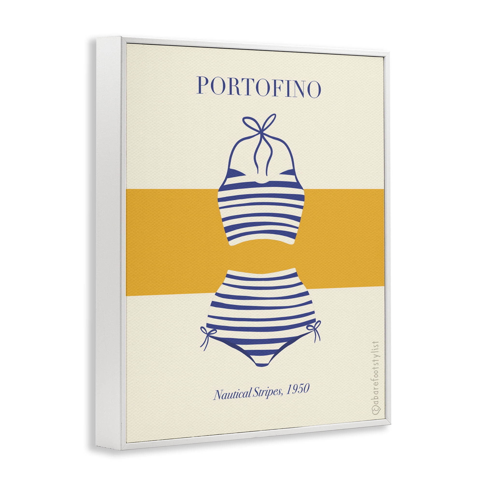 Stupell Industries Portofino Striped Bikini White Framed Giclee Art, design by A Barefoot Stylist