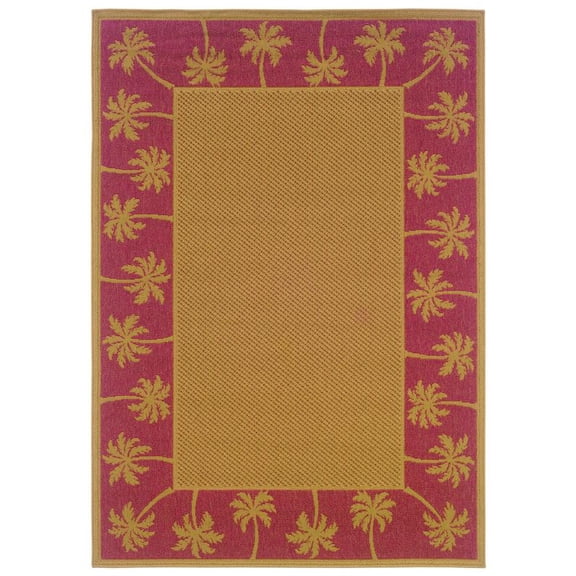 Moretti Bali Indoor/Outdoor Area Rug 606C8 Outdoor Beige Tropical Trees 2' 3" x 7' 6" Rectangle