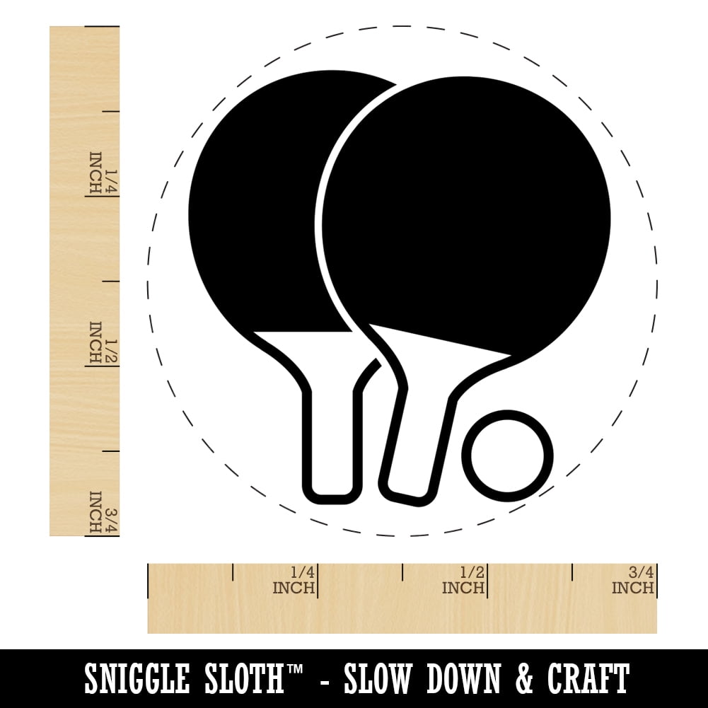 Ping Pong Table Tennis Paddles and Ball Self-Inking Rubber Stamp Ink Stamper - Black Ink - Small 3/4 Inch
