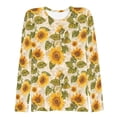 thumbnail image 1 of MHFRRA Camiseta de Manga Larga con Cuello Redondo y Estampado para Mujer, Moderna e Informal. Amarillo, 1 of 2