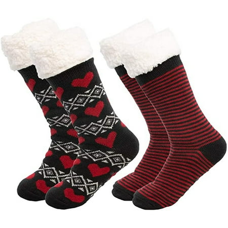 

MRULIC socks for women Thick Slipper Fuzzy Fleece Socks Lined Womens Knit Thermal Socks Multicolor + One size