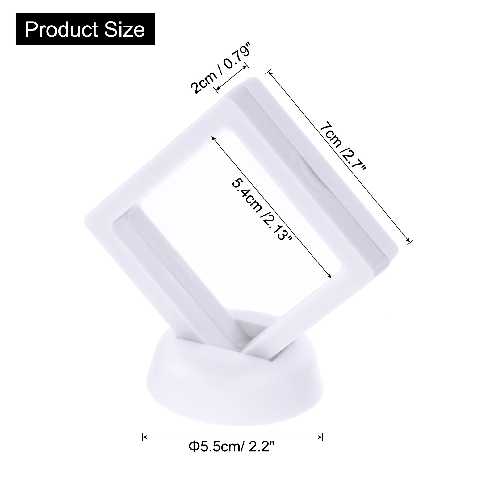 Unique Bargains 4Pcs Floating Frame Display Holder Stand 2.76" x 2.76" x 0.8" White