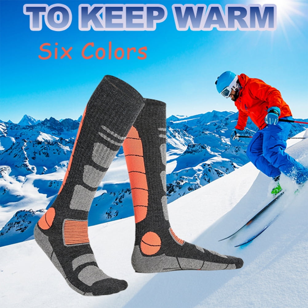 Ski Socks 2 Pairs Pack Knee High for Men Women Keep Warm Winter Sports,Skiing,Snowboarding 