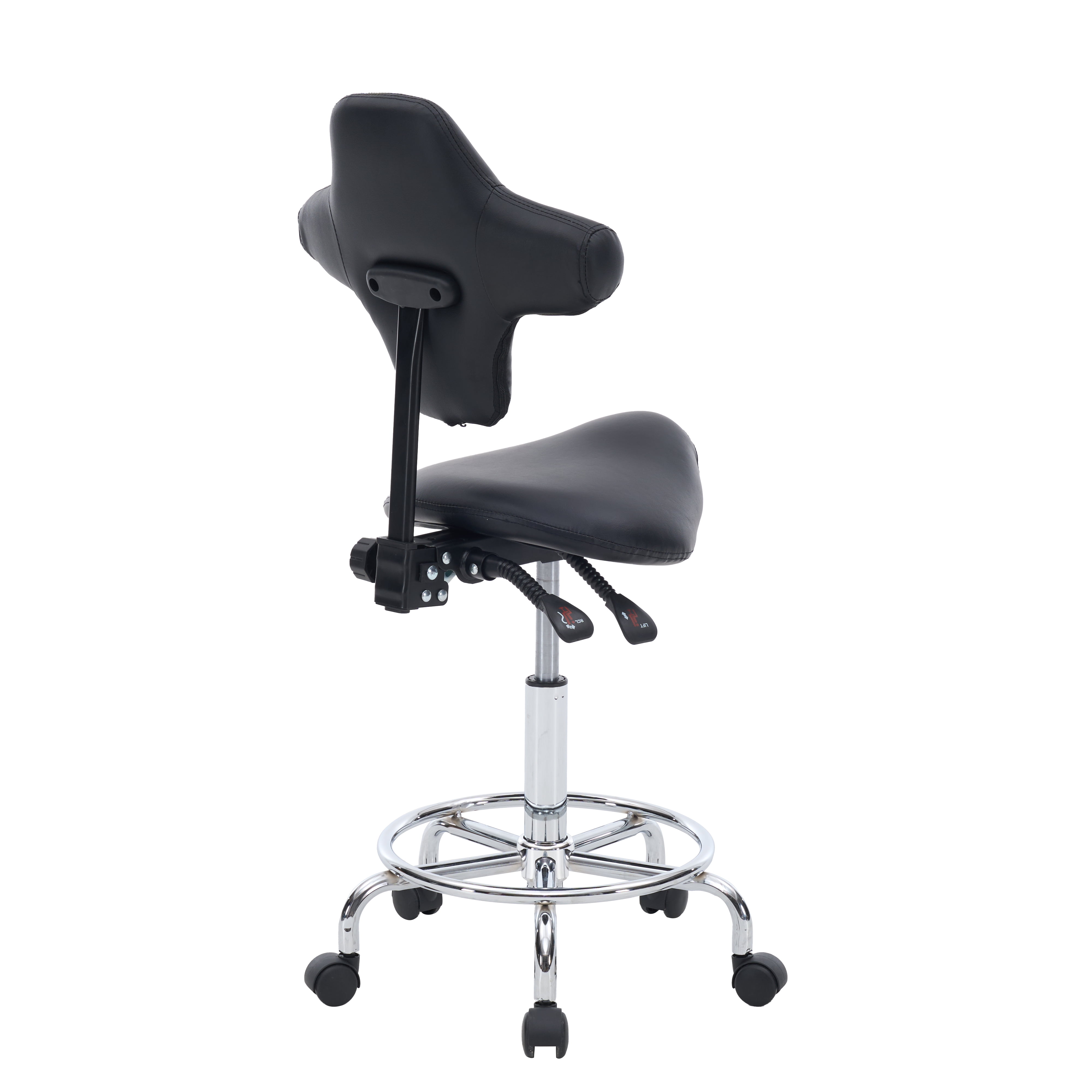 Saddle Stool Chair with Wheels,Ergonomic Swivel Rolling Height Adjustable for Salon Beauty Clinic Dentist Tattoo Home Office(Black)