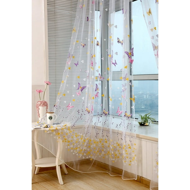 Cortina de ventana Yueton con hermoso estampado de mariposas