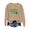 thumbnail image 1 of Fadeal Chandail en Molleton pour Femmes St Patricks Printemps Col Rond Imprimé Lettre St. Day Ample Décontracté Chandail à Capuchon St Patricks Day Beige m, 1 of 4