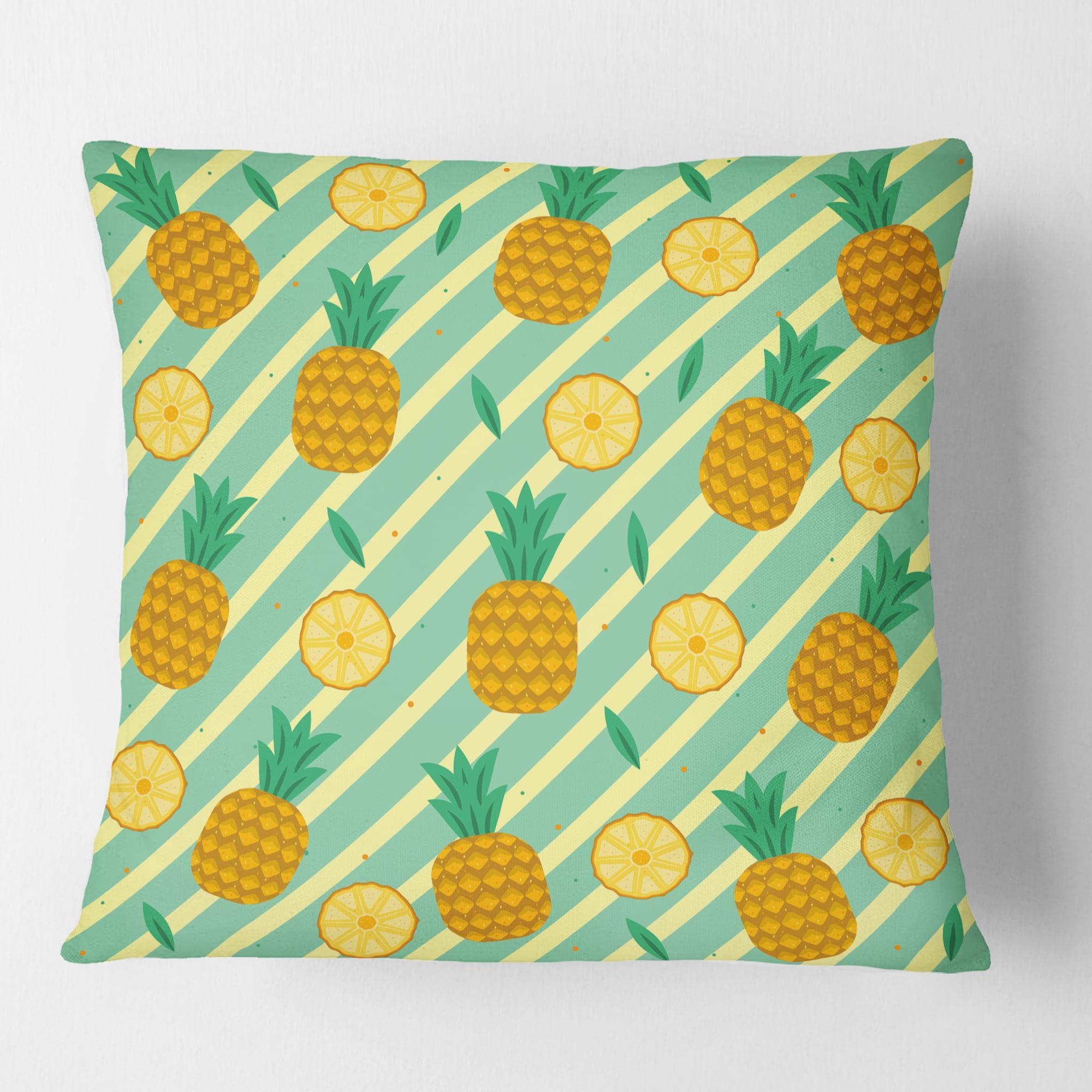 Designart Pineapple Summer Bliss I' Mid-Century Modern Throw Pillow - 18x18