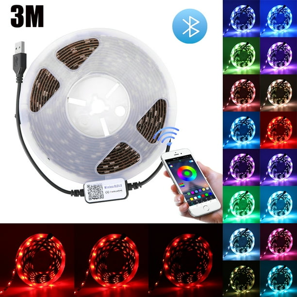 Tira De Luz Led Rgb 5050 Usb Cinta De Luz Flexible Soporte De Teléfono Control De Aplicación Bluetooth Speravity HA024359-04