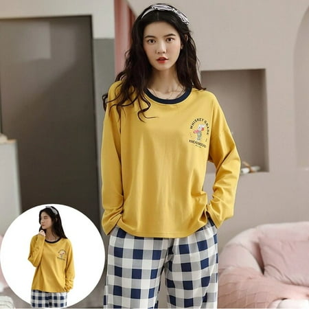 

QWZNDZGR Spring Autumn Quality 100%Cotton Elegant Women s Pajama Sets Pyjamas Casual Sleepwear Long Pijama Mujer Nightsuit Home Lounge