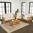 thumbnail image 2 of Everly 4-Piece Modern Cottage Acacia Wood Outdoor Patio Set with Cushions and Tropical Decorative Pillows, Beige/Teak Brown, 2 of 6