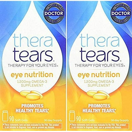 Thera Tears Nutrition, 1200mg Omega-3 Supplement Capsules, 90-Count (Pack of 2)