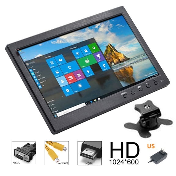 10.1" LCD Home Security Monitor TV & Computer Display Screen 2CH w/ Speaker VGA