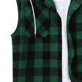 thumbnail image 5 of sckarle Mens Sleeveless Hoodie Shirts Casual Button Down Plaid Shirt Color Block Drawstring Vest Hoodies Stylish Hooded T Shirts Green,L, 5 of 5