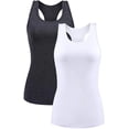 thumbnail image 1 of Charmo Camisole en Coton pour Femme avec Soutien-Gorge Intégré Débardeur Extensible sous-Maillots Cami 2 Paquets, 1 of 7