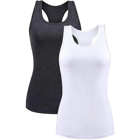 Charmo Women's Cotton Camisole Shelf Bra Tank Top Strechy Undershirts Cami 2 Packs