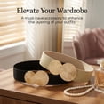 thumbnail image 6 of 2 Pack Wide Elastic Waist Cinch Belts for Women, Gold Metal Buckle Belts, Champagne Gold & Black., 6 of 7