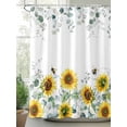 thumbnail image 2 of Yellow Sunflower Floral Shower Curtain, Sage Green Eucalyptus Leaf Bathroom Decor Curtains Set with Hooks, White Waterproof Fabric Home Accessories， Stall 36 X 72 Inch, 2 of 6