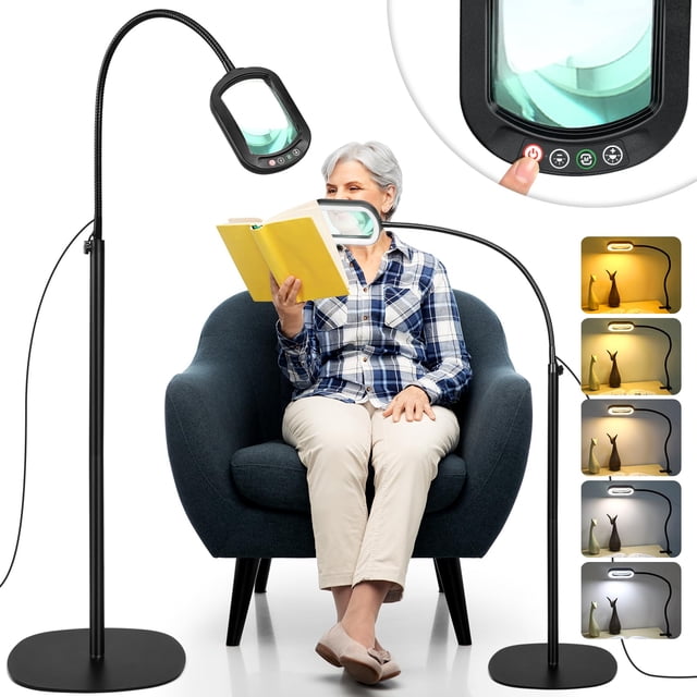 Lámpara de Pie Veemagni con Lupa 10X y Cuello Flexible de 61 cm