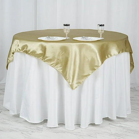 

BalsaCircle 60 x 60 Champagne Square Satin Table Overlays Wedding Catering Linens Tablecloth