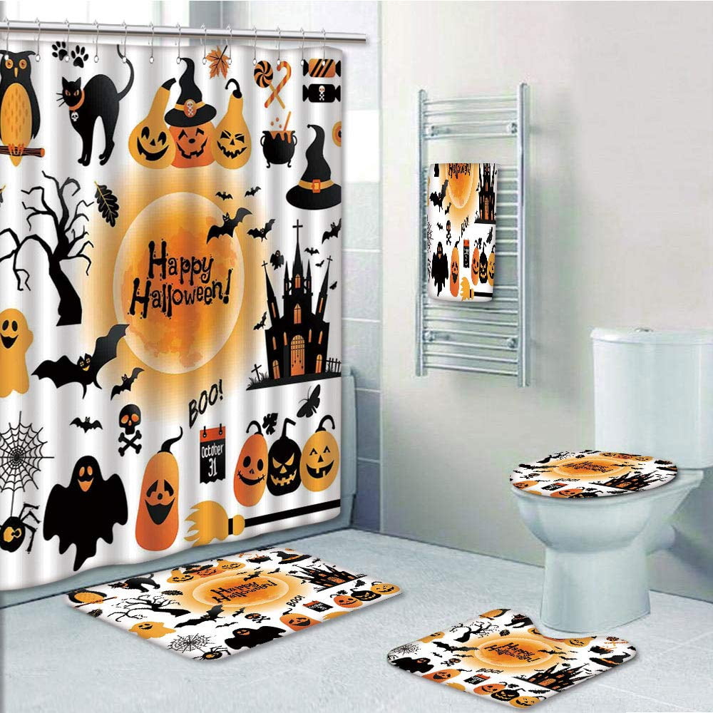 Halloween Bath Set
 PRTAU Halloween All Hallows Day Objects Haunted House Owl Trick or