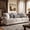 Beige, variant on Morden Fort Farmhouse Chenille Sofa Couch, 3-Seater Beige Upholstered Nailhead Trim Sofa with 5 Pillows, Living Room, Bedroom, Apartment