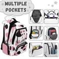 thumbnail image 7 of Pzuqiu Pink Cow Print Kids School Backpack 17 Inch Large Capacity Casual Bookbags Breathable Padded Straps Multiple Pockets for Teen Students Age 5-18 Daily Use, 7 of 7