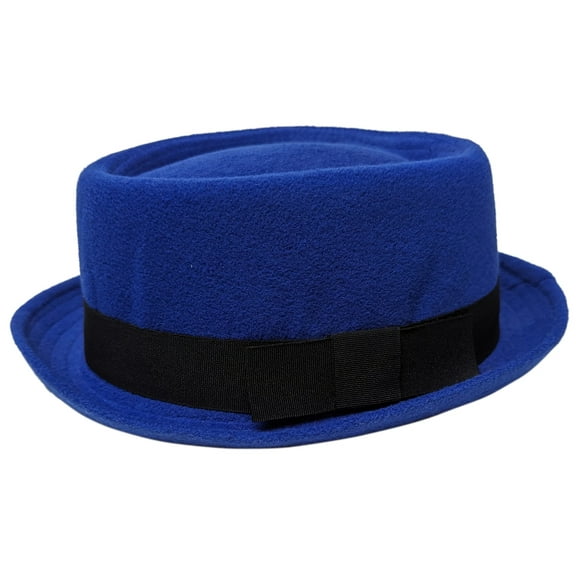 Blue Porkpie Pork Pie Upturn Short Brim Wool Blend Hat