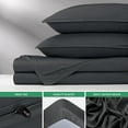 thumbnail image 2 of PURE BAMBOO Sheets King Size Bed Sheet 4 Piece Set, Genuine 100% Organic Bamboo Viscose, Luxuriously Soft & Cooling, Double Stitching, 16" Deep Pockets (King, Charcoal), 2 of 9