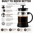 thumbnail image 4 of Dependable Industries Essential Glass French Press: 12oz Compact Brewer for Fresh Coffee & Tea, 4 of 8