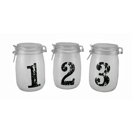 2 Piece Jar - 1, 2, 3 Vintage Look Glass Storage Jars Three Piece Set