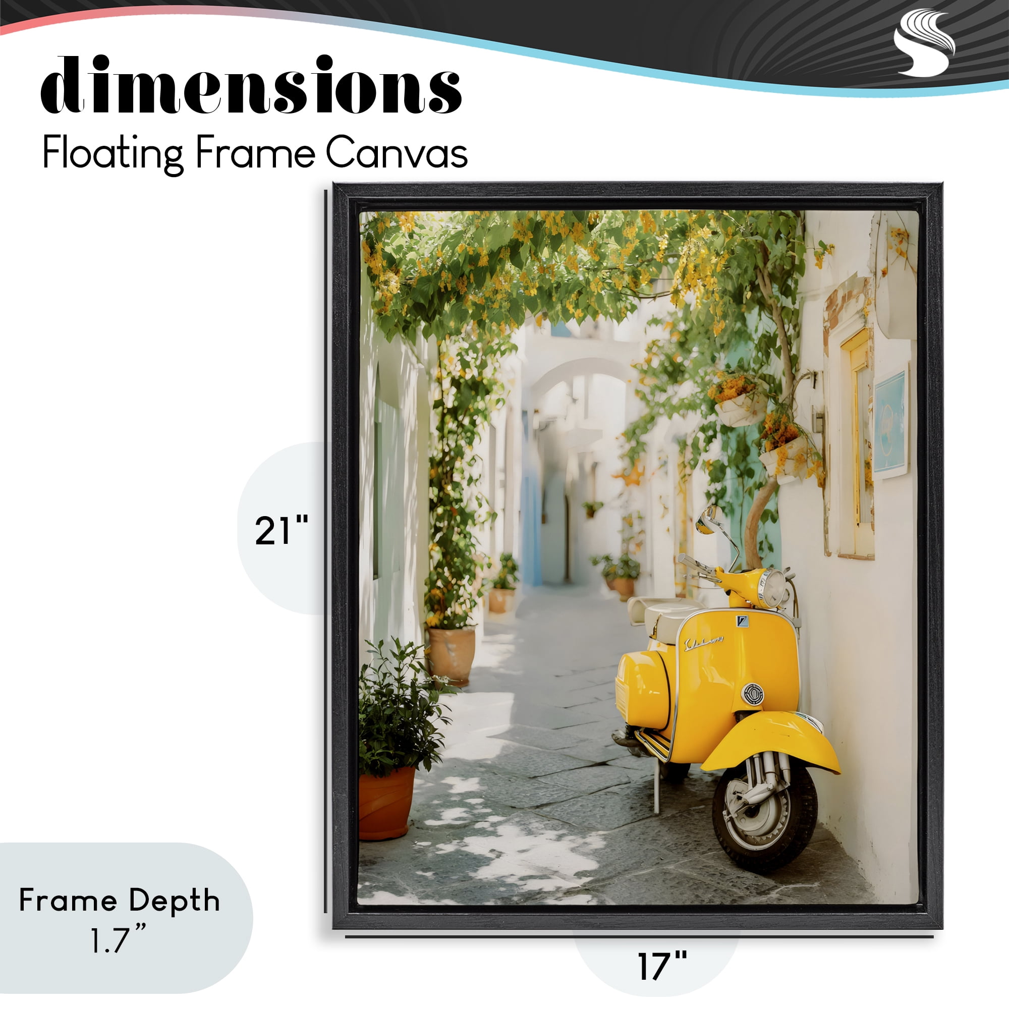 Stupell Industries Vacation Ride Through Alley Black Framed Floater Canvas Wall Art, design by Franklyn Gregory