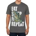 thumbnail image 1 of Eat Sleep Fish Repeat Crappie Mens Soft T Shirt Charcoal Heather LG, 1 of 1