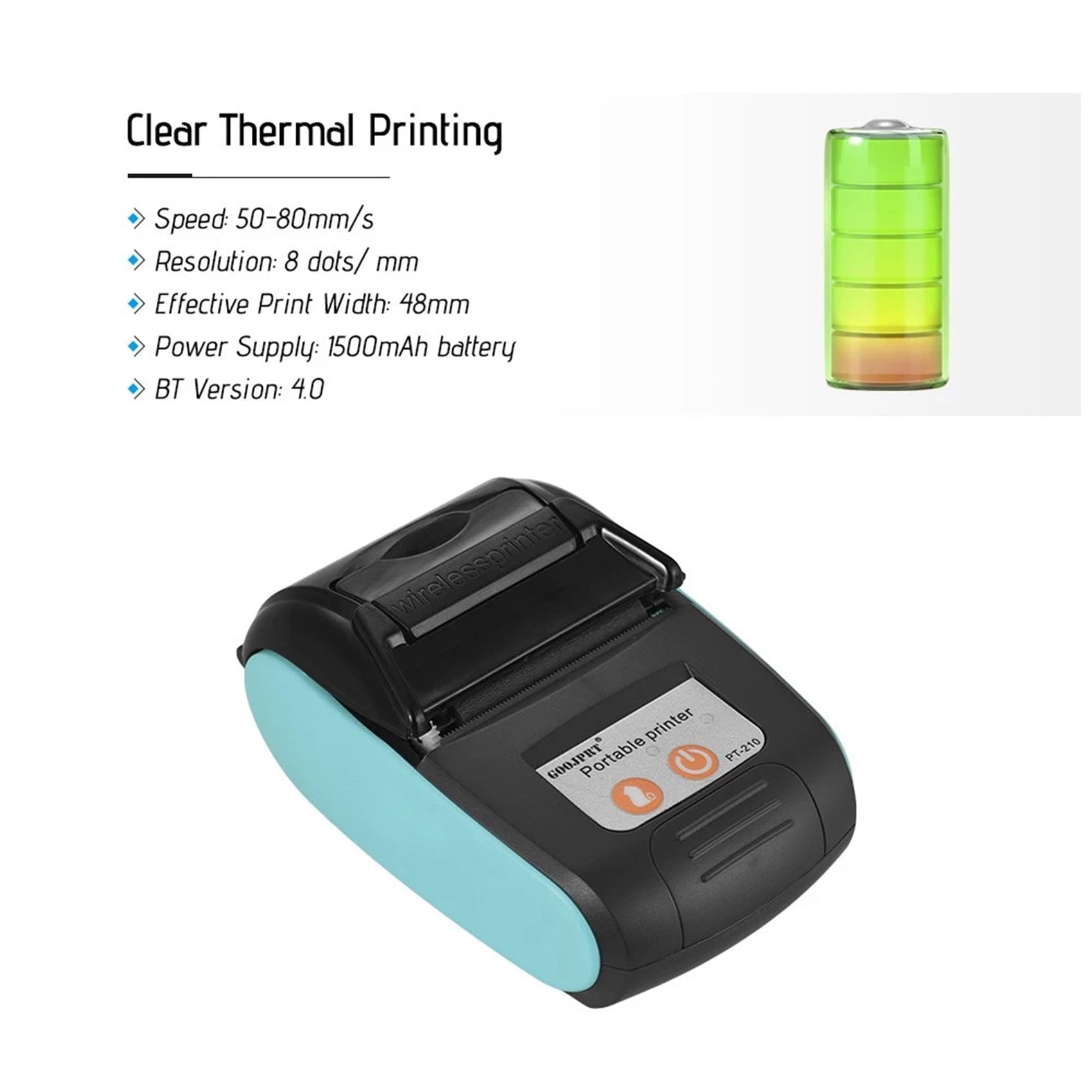 5X PT-210 Portable Thermal Printer Handheld 58mm Receipt Printer