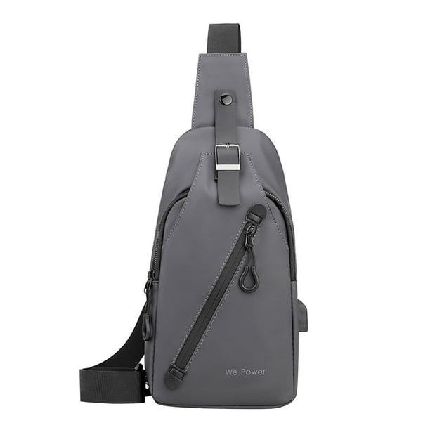 Bolso de pecho para hombre, estilo deportivo, estilo casual, con puerto USB, ideal para el día a día.