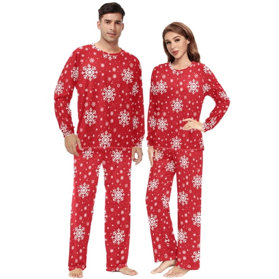Matching Pajamas for Couples Tile Red Christmas Tile His and Hers Pajamas Sets Soft Long Sleeve Sleepwea