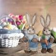 thumbnail image 4 of 2 piezas de decoraciones de conejo de Pascua de paja, decoración de conejito, arte animal con ropa Azul, 4 of 9