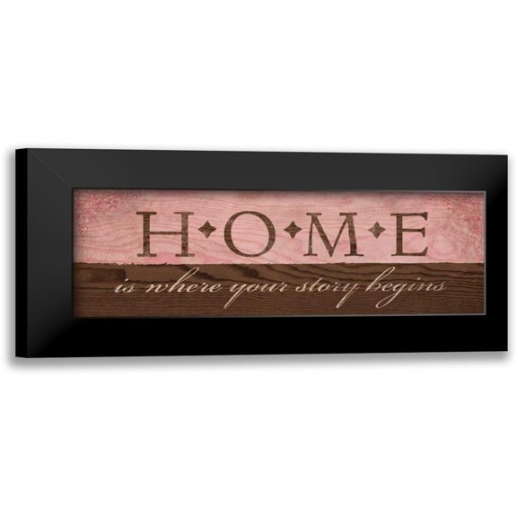 Harbick, N 14x7 Black Modern Framed Museum Art Print Titled - Home in Pink