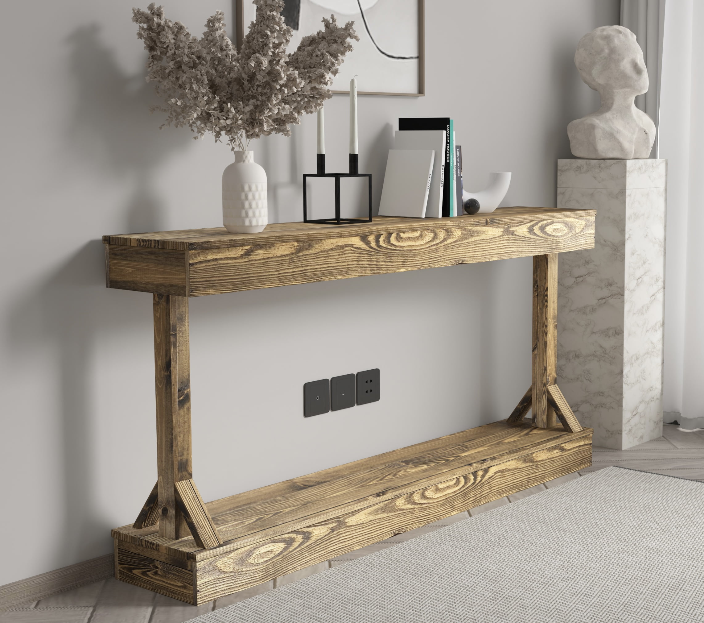 Buy Woven Paths Large Barb Console Table, Dark Walnut Online at Lowest