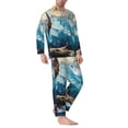 thumbnail image 2 of Naloa Iceberg Bald Eagle Men’s Pajamas Set - Long Sleeve Button Down Sleep Shirt and Pajama Bottoms Sleepwear Set-Medium, 2 of 7