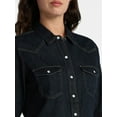 thumbnail image 3 of Time and Tru Women’s Lightweight Cotton Denim Shirt, Sizes XS-3XL, 3 of 4