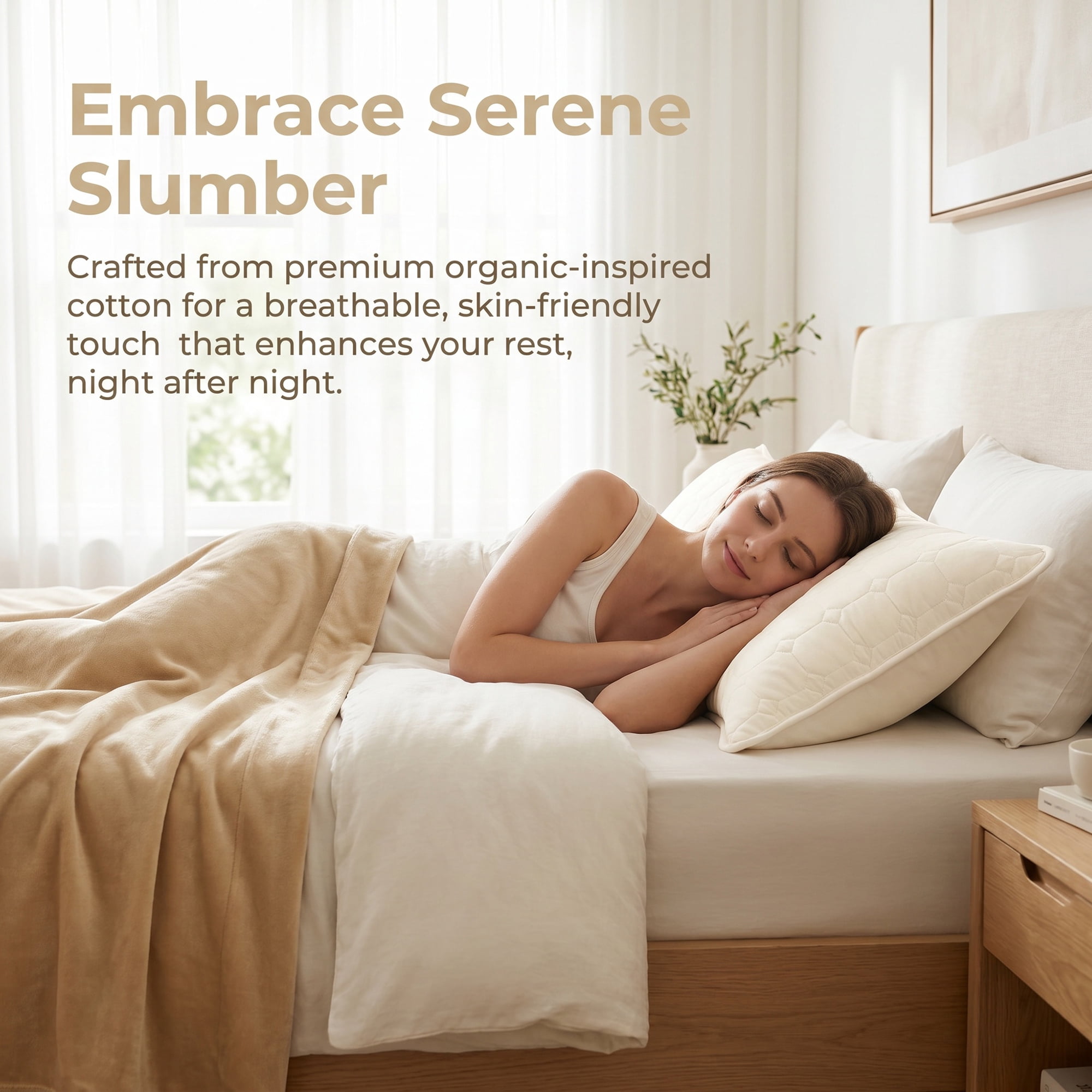 Unique Bargains Quilted Cotton Covers Pillow Protectors with Envelope Standard Size Beige
