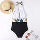 thumbnail image 3 of Traje de baño de una pieza para mujer, traje de baño fruncido con cuello en V y espalda descubierta con estampado Floral para nadar en verano, flor amarilla L, 3 of 7