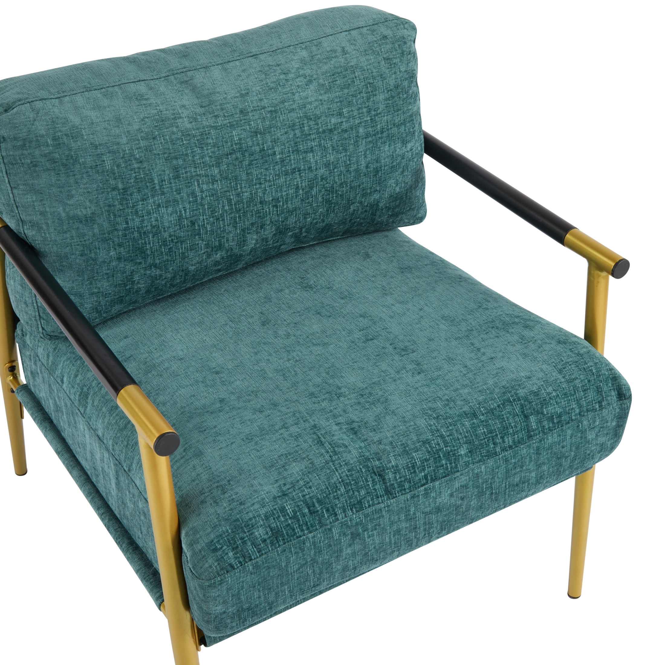 Christopher Knight Home Mid-Century Modern Upholstered Accent Chair, Wooden Armrest, Metal Frame, Teal