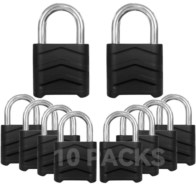 SEPOX 10 candados de combinación resistentes a la intemperie de 2,2 pulgadas, 4 candados digitales grandes para exteriores, cuerpo de cerradura de aluminio de alta seguridad, grillete no cortable, ade