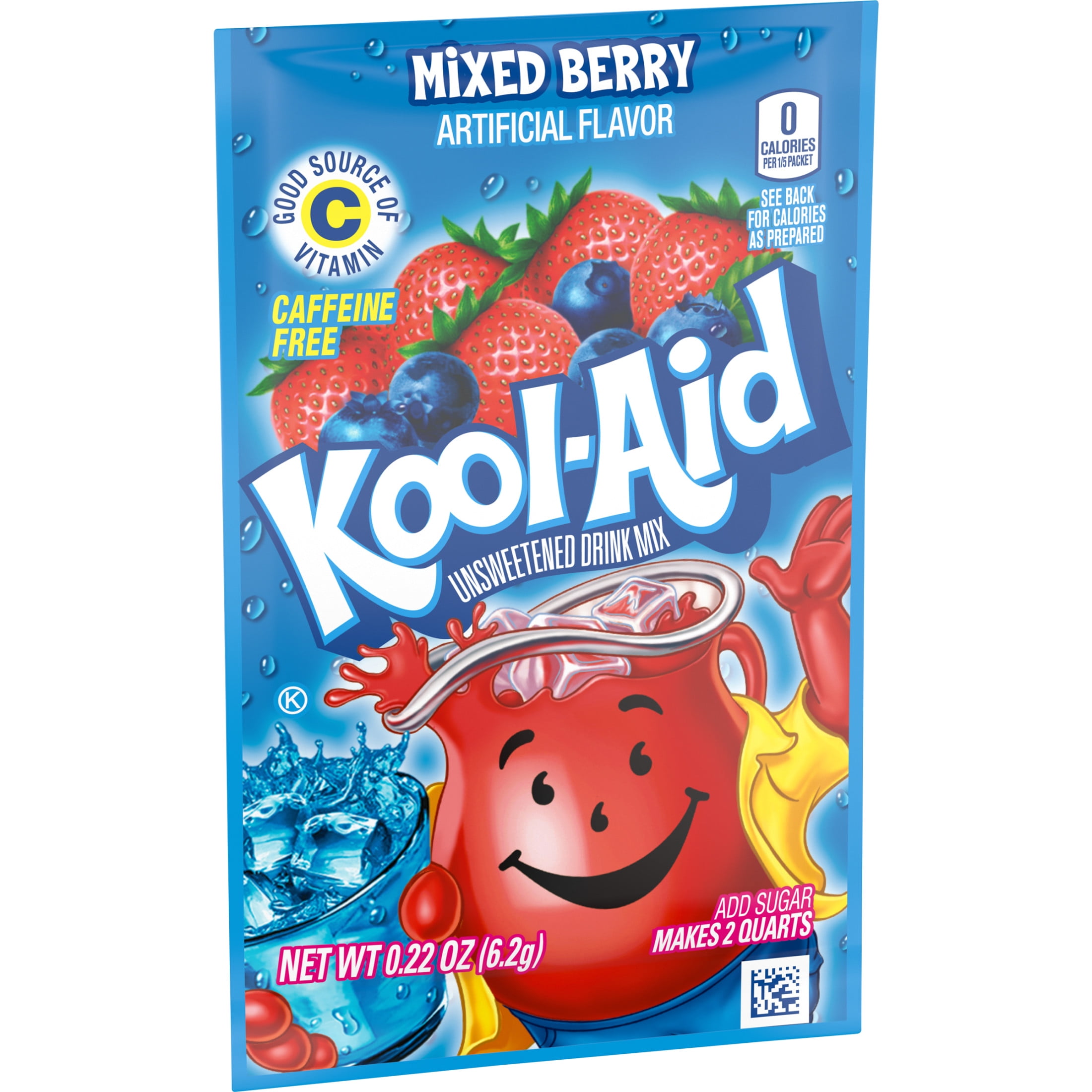 Kool-Aid Unsweetened Drink Mix, 1 Packet, for Flavorful Hydration and Shareable Refreshment, Mixed Berry, Good Source of Vitamin C, Caffeine Free, 0.22 oz