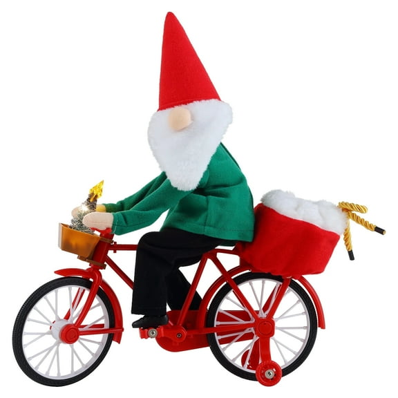 Mr. Christmas 11" Christmas Cycling Gnome Decorative Figurine
