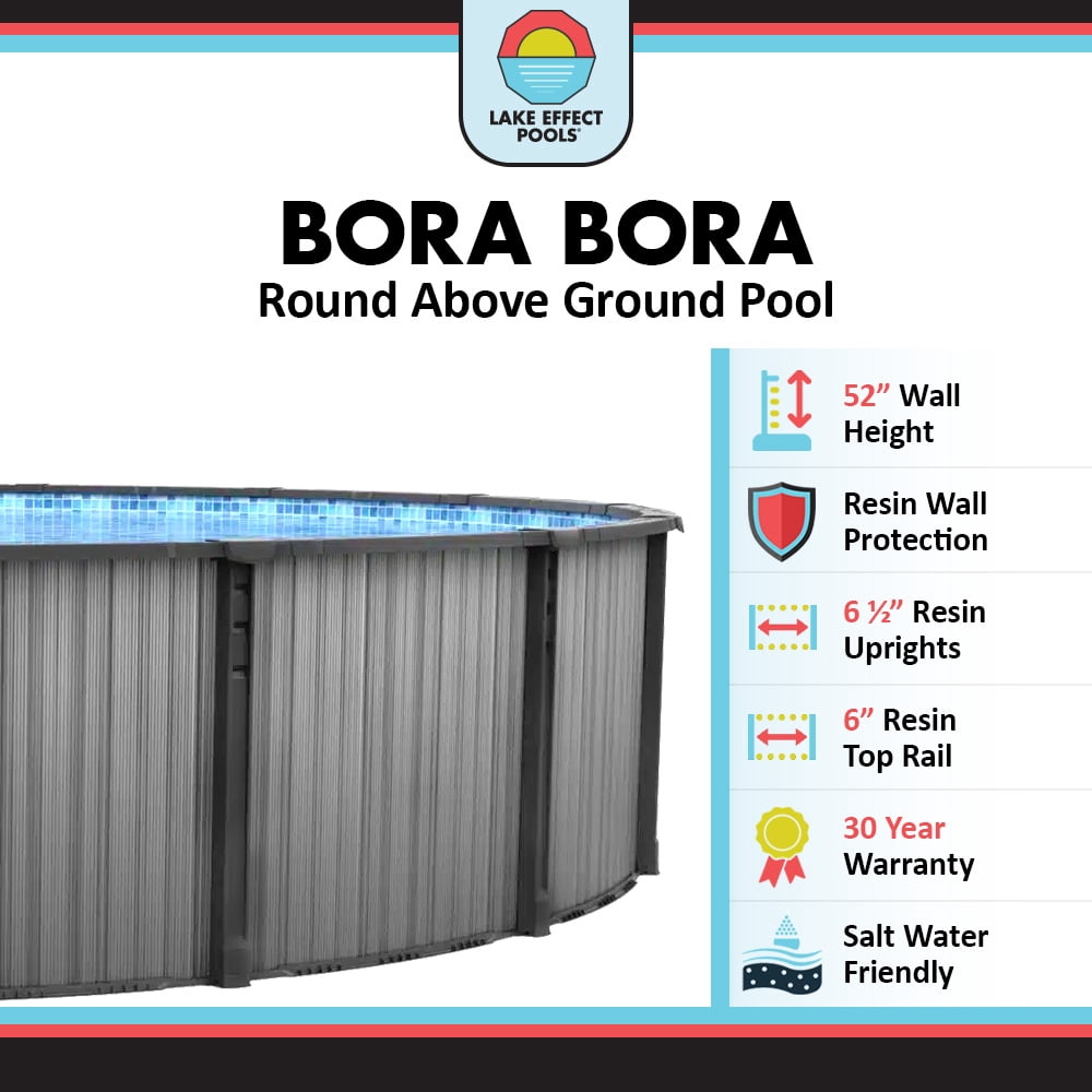 Lake Effect Pools Bora Bora 24' x 52" Round Resin Protected Above Ground Swimming Pool