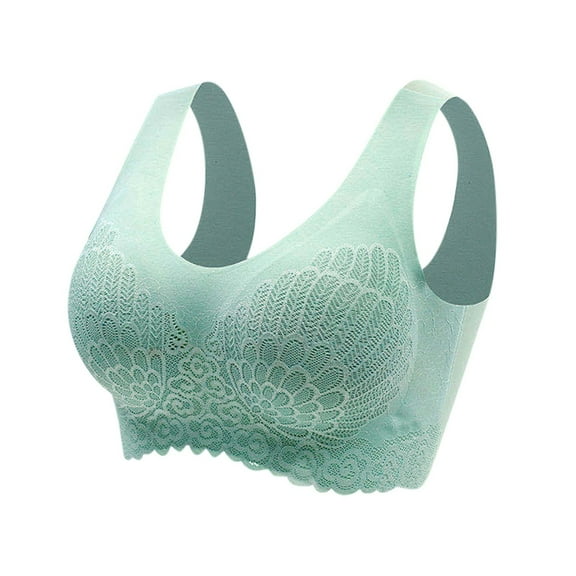 dmqupv Sports Bras for Women Plus Size Women's Plus size Wireless Seamless Sleep Bra Cotton Unlined Bralette Comfort Support Daily Bra Green 4XL