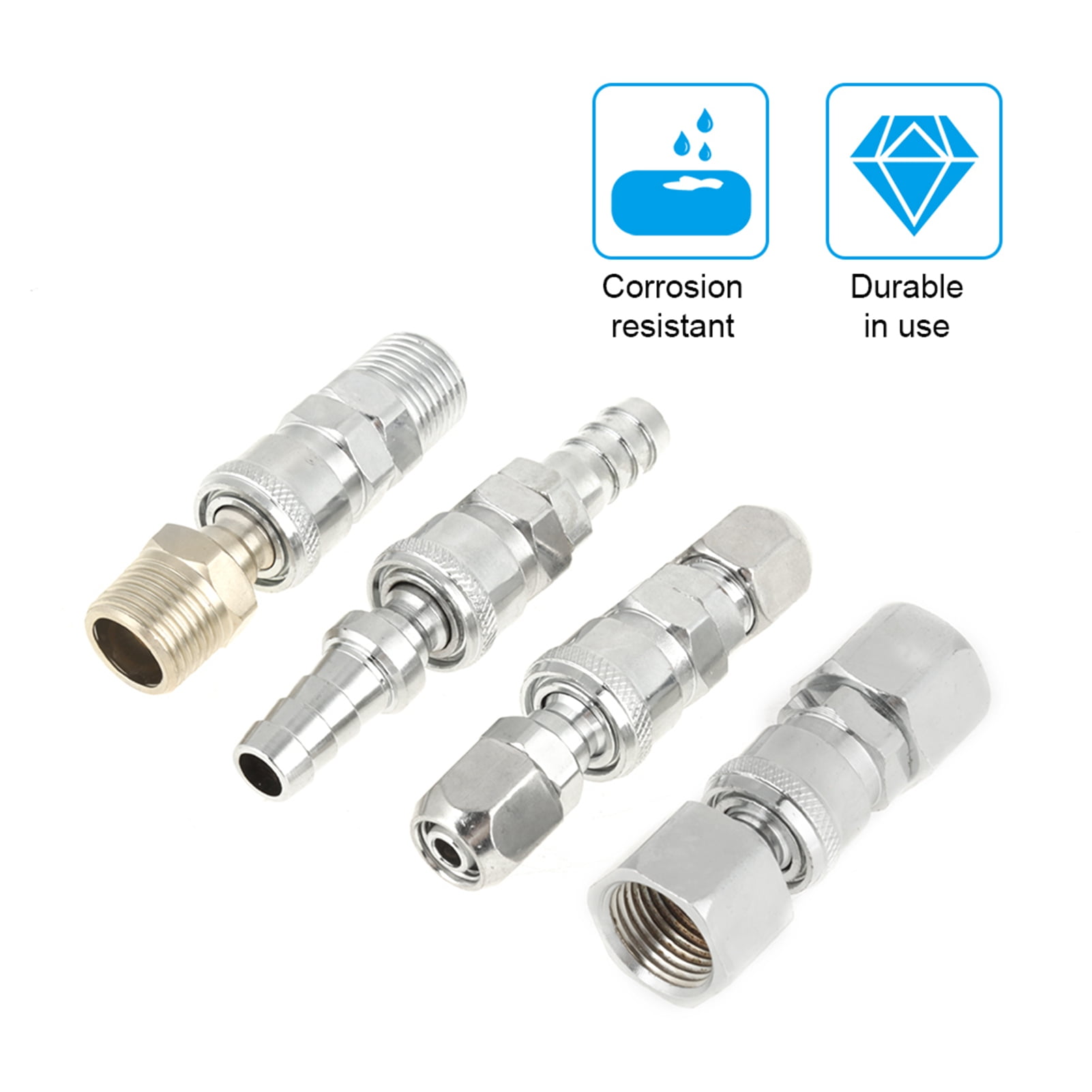 8PCS BSP 1/2 Hose Connector,Air Compressor Hose Fitting,Coupler Socket  Connector Set,Resist Rust, Resistant,for Pneumatic Tool, Auto Industry, Air