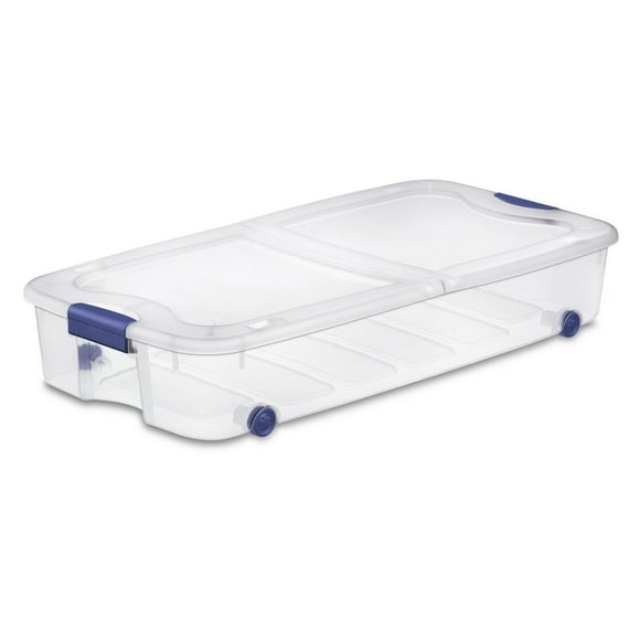 Boîte de rangement Sous-le-lit sur roulettes UltraMC de Sterilite de 62 L en bleu 62L